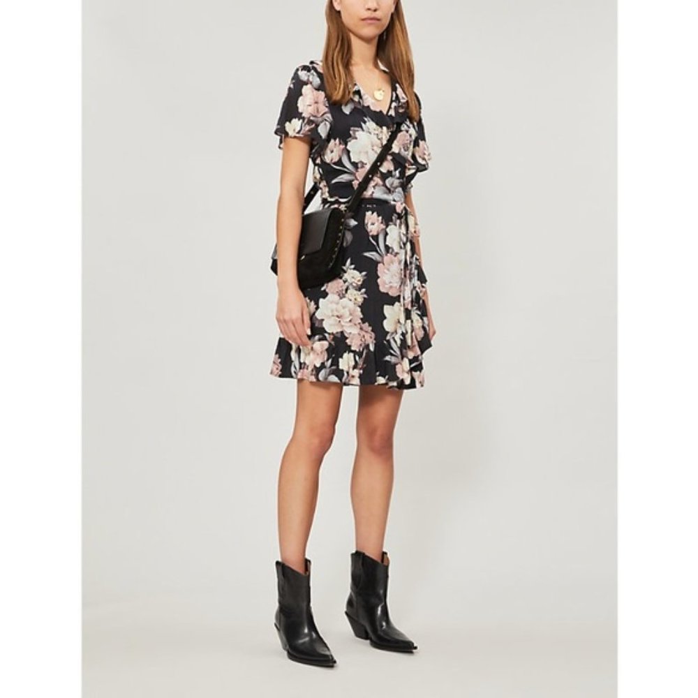 Paige Cardamom Floral Print Poplin Mini Wrap Dress